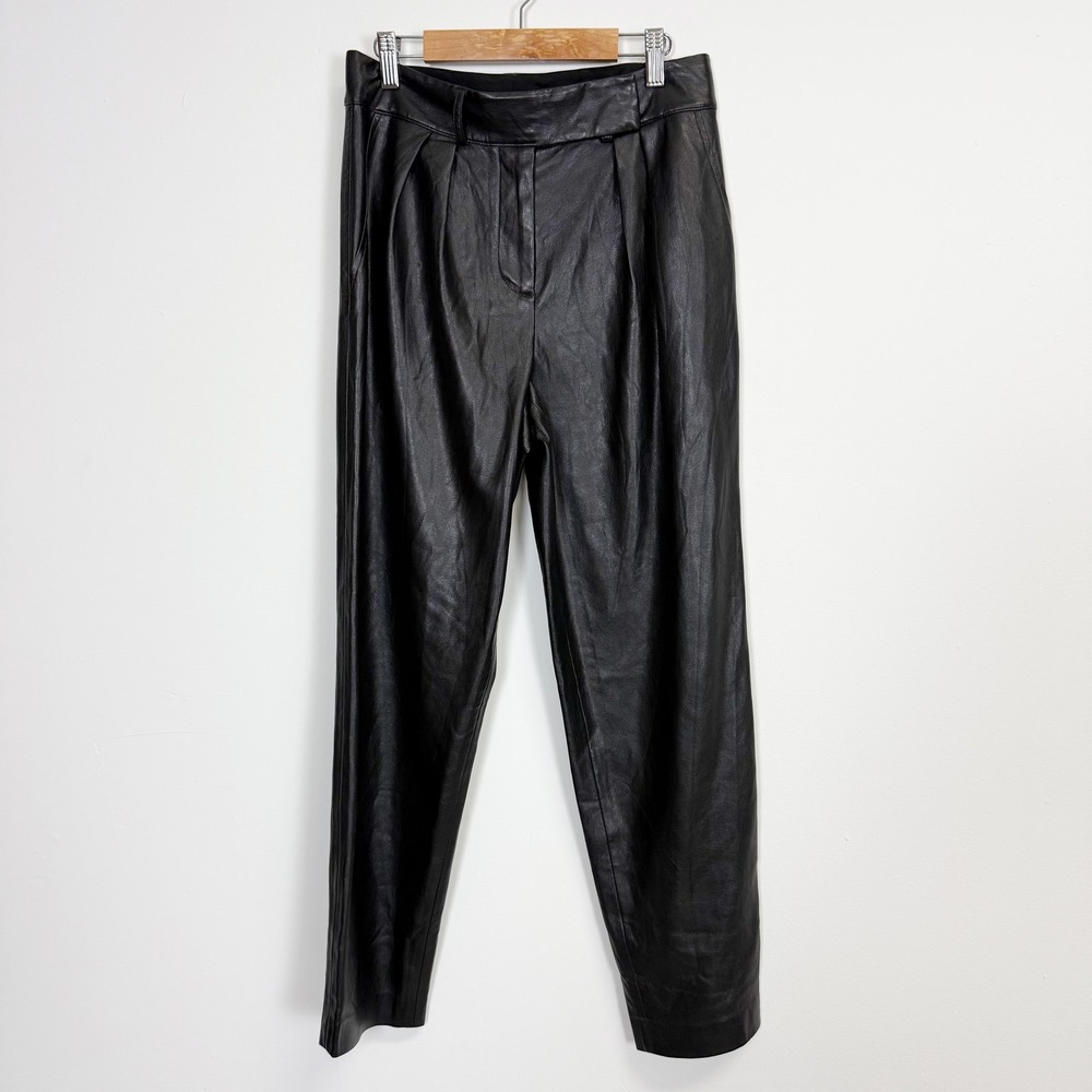 Alice + Olivia Pants Womens 2 Faux Leather High Rise Pleated Trousers Classic
